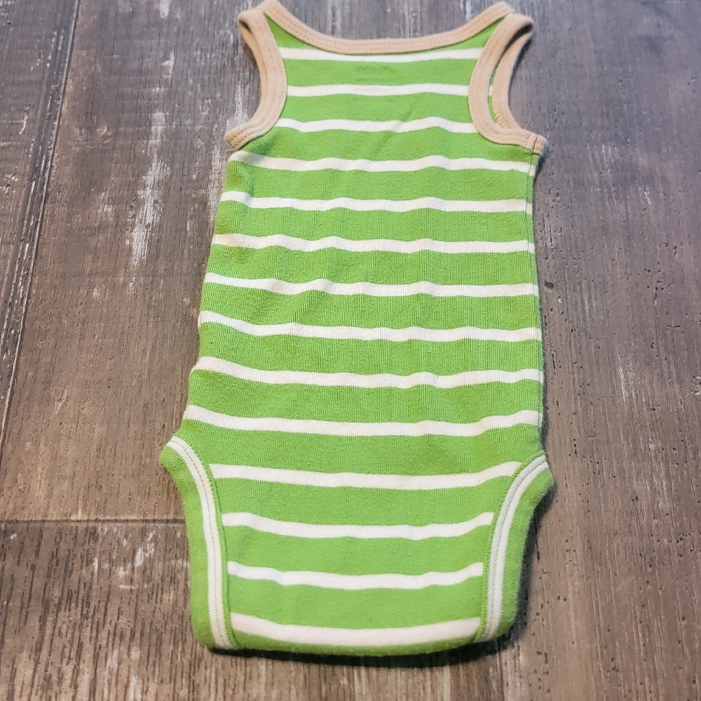 Carter's Green and White Striped Bodysuit Sleeveless One Piece - Picture 6 of 6